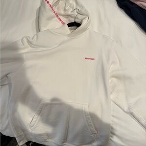 Madhappy Cream Hoodie Sweater with Pink Logo